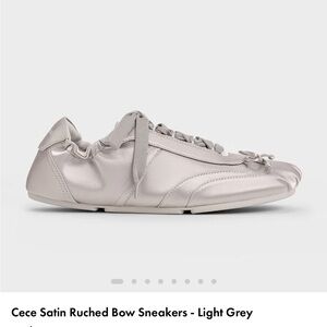 Charles & Keith Satin Bow Sneakers - Light Gray